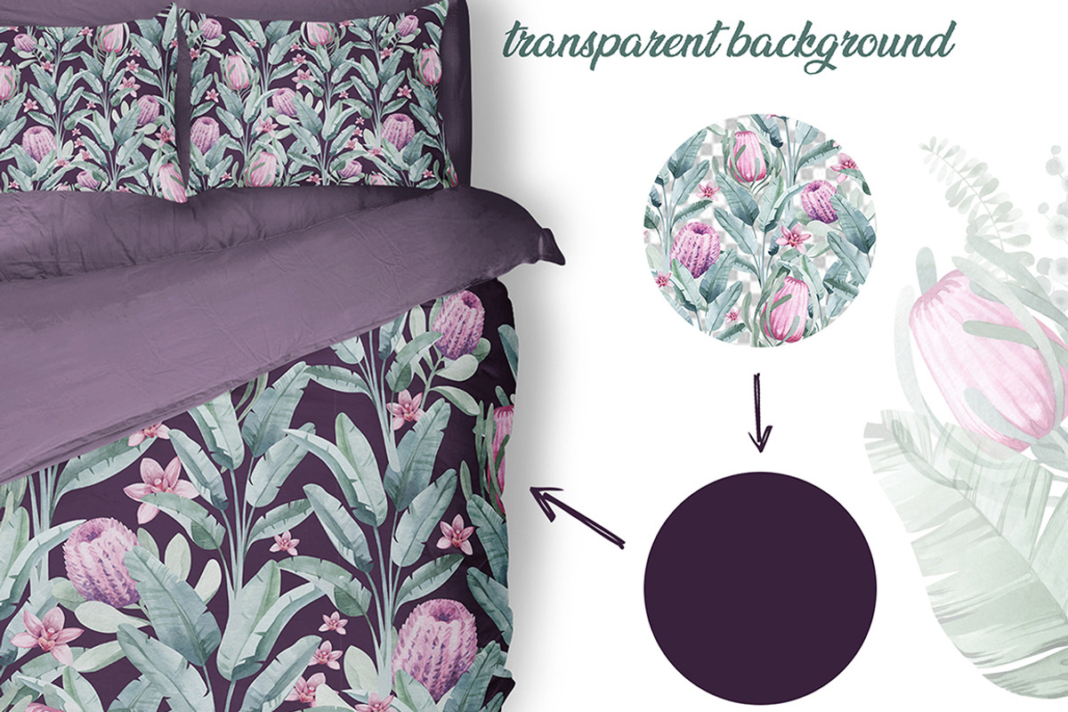 FLAMINGO & FLOWERS  tropical set, a Decorative Illustration by LenArt (Photo 14 of 18)