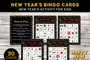 New Year's Bingo Printable Game, a Print Template by Graphicsnext (Thumbnail 1 of 4)