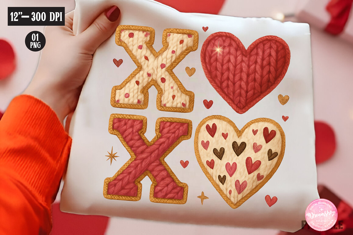 Faux Yarn XOXO Valentine’s Day PNG, an Illustration by CreationArt (Photo 1 of 5)