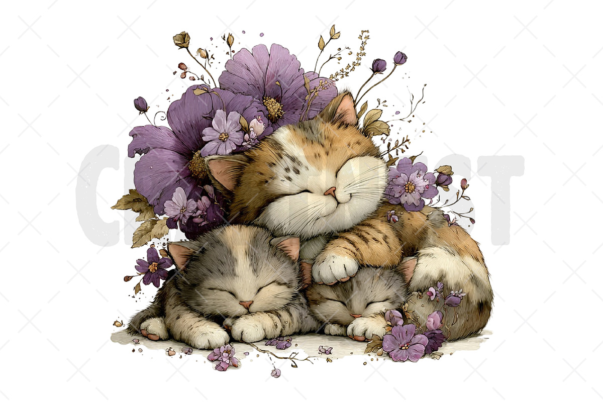 Whimsical Mother's Day Cats Clipart, an Illustration by Craft Nest (Photo 9 of 12)