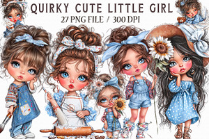 Quirky Cute Little Girl Clipart, an Illustration by Libby Wishes