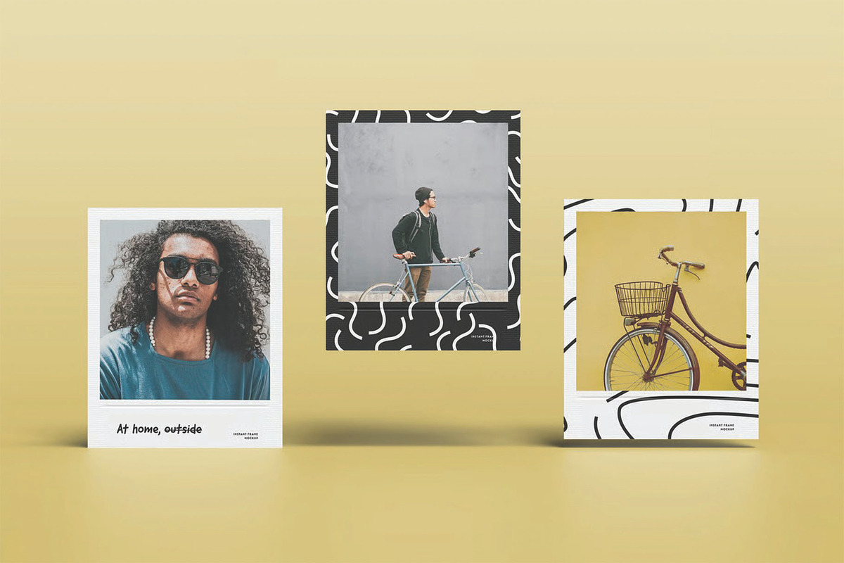 Three Standing Instant Frame Mockup, an Advertising Mockup by DesignRushMarket (Photo 1 of 2)