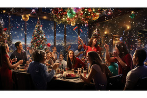cheer holiday party jpg ai generated, a Holiday Photo by pikepicture