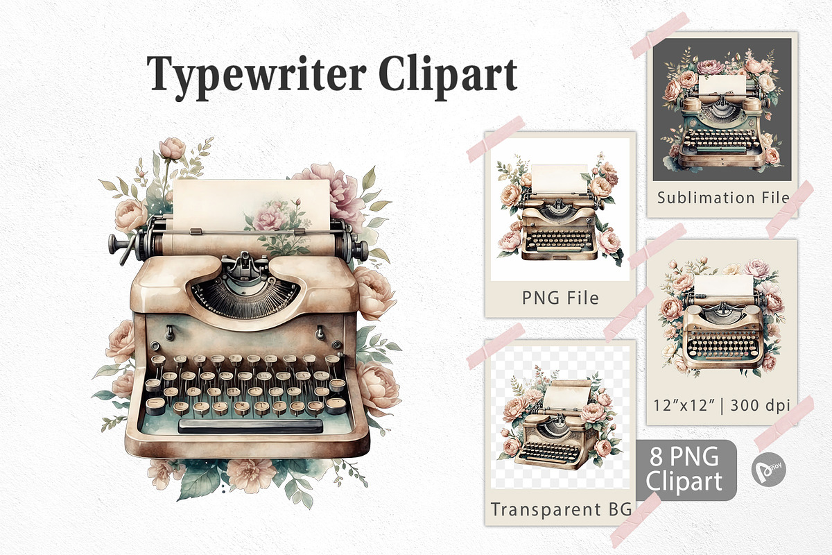 Typewriter Clipart, a Graphic by Artnoy (Photo 1 of 5)