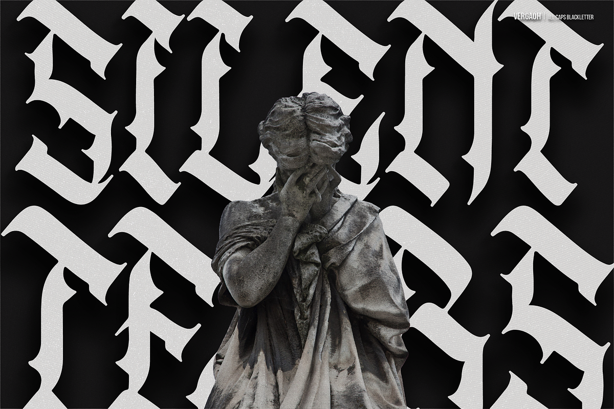 Vergaoh | All Caps Blackletter Font, a Blackletter Font by Denustudios (Photo 2 of 12)