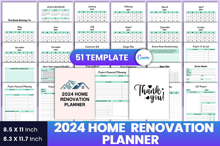 2024 Home Renovation Planner Canva, a Stationery Template by Designmela01
