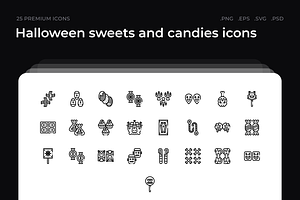 Halloween sweets and candies icons, an Outline Icon by Wencory