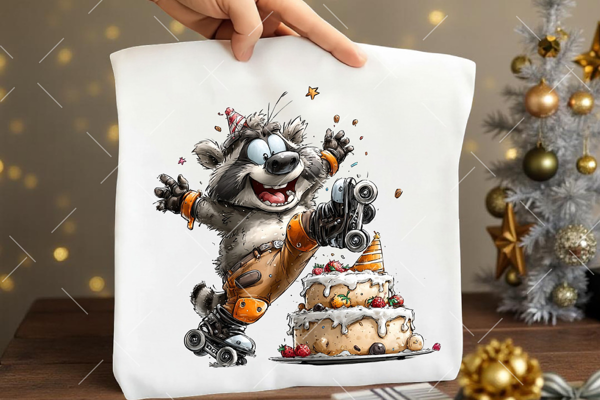Quirky Birthday Raccoon Clipart, an Illustration by OK Design (Photo 5 of 6)