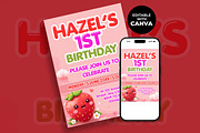 Berry 1st Birthday Invitation, an Invitation Template by M9 Design (Thumbnail 2 of 4)
