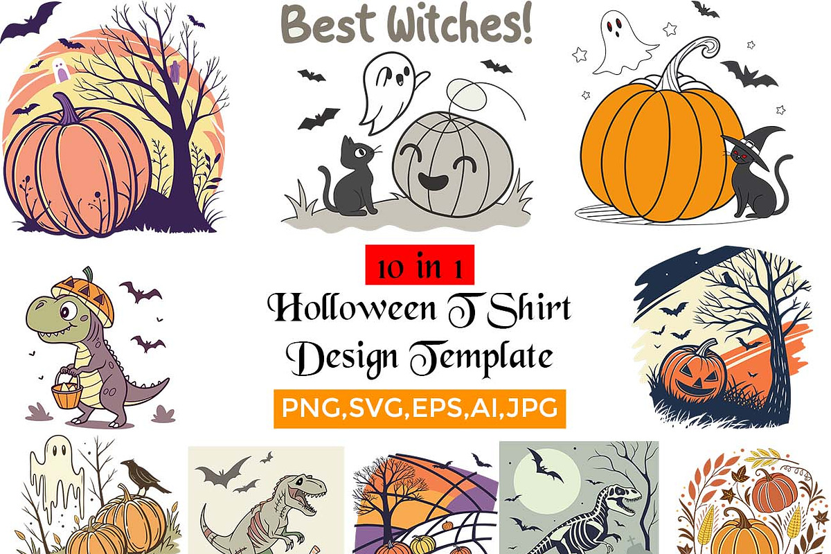 10 in 1 Halloween T Shirt Design Tem, an Object Graphic by Studio Retouch (Photo 1 of 11)