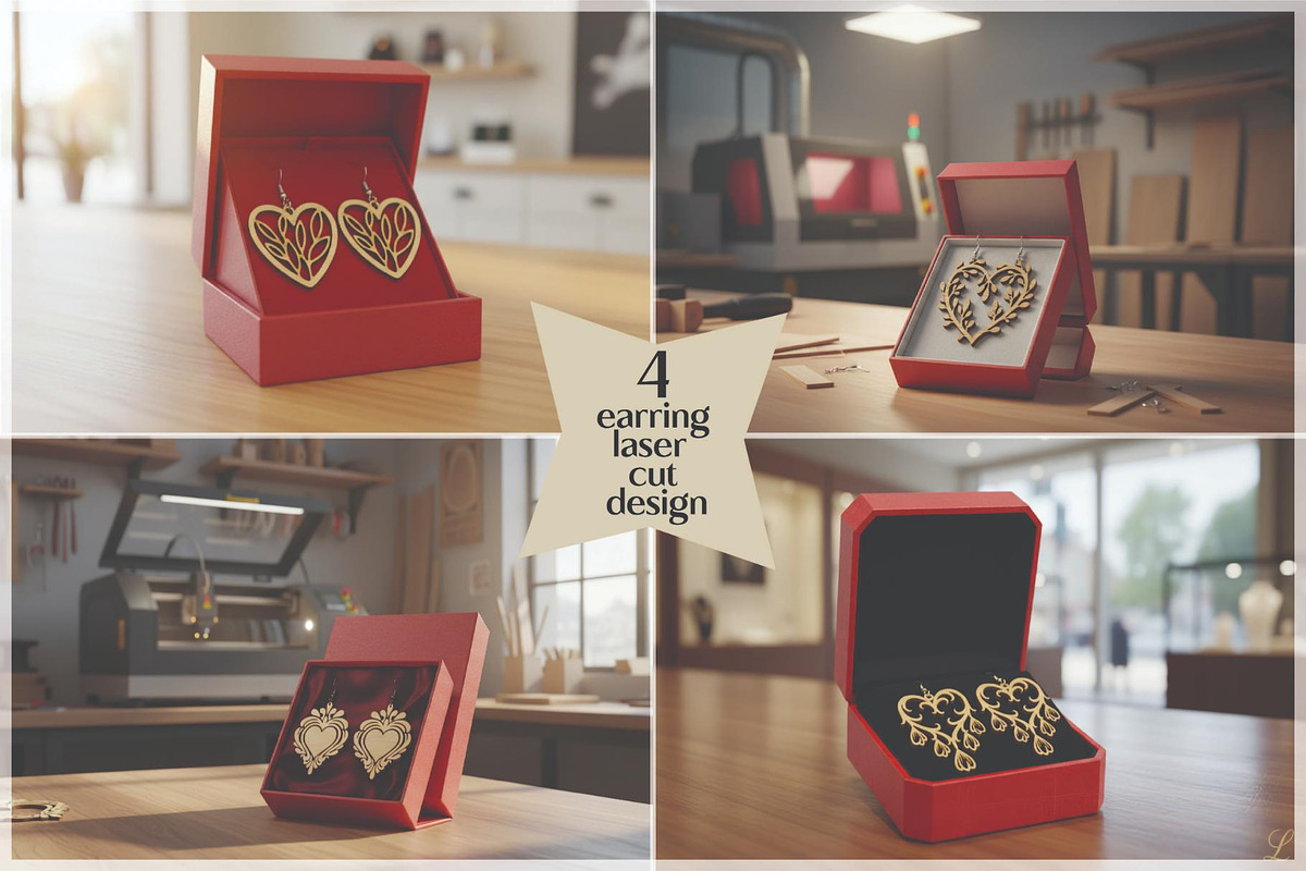 Laser Cut Heart Earrings, an Object Graphic by Designer_Momina (Photo 1 of 5)