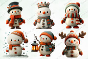 Christmas Snowman Clipart Bundle, an Illustration by Creative Art (Thumbnail 4 of 10)