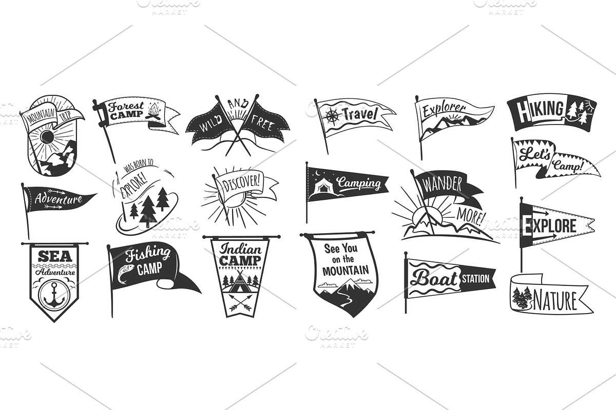 Camp pennants logo. Camping pennant, a Graphic by Stock-Smart-Start