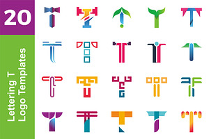 20 Logo Lettering T Template Bundle