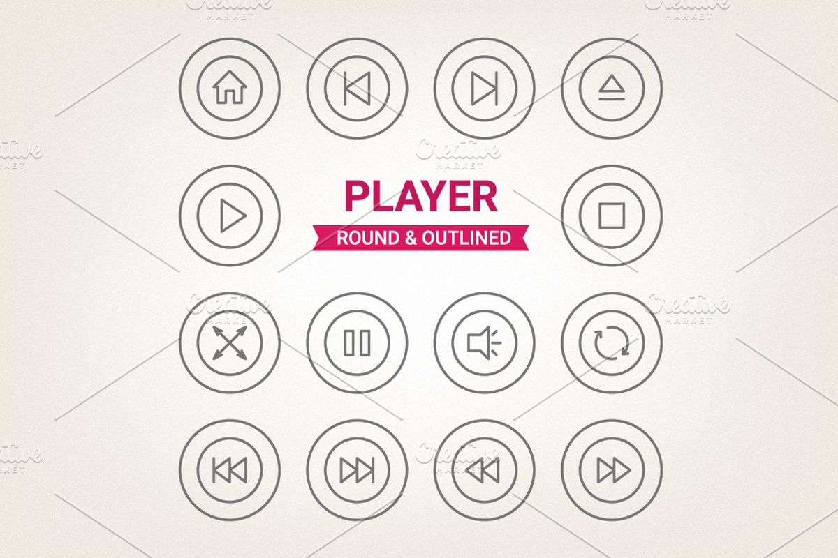 Circle player icons, an Outline Icon by miumiu