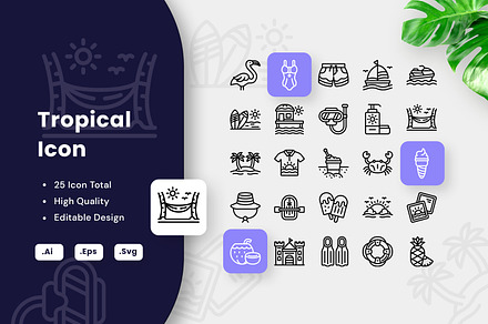 Tropical Icon, an Outline Icon by Fau Graph