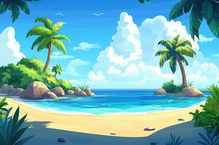 Serene tropical island view with tur, a Photo by Iftikhar Alam