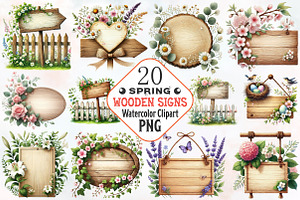 Spring Wooden Signs Clipart, an Illustration by RobertsArt