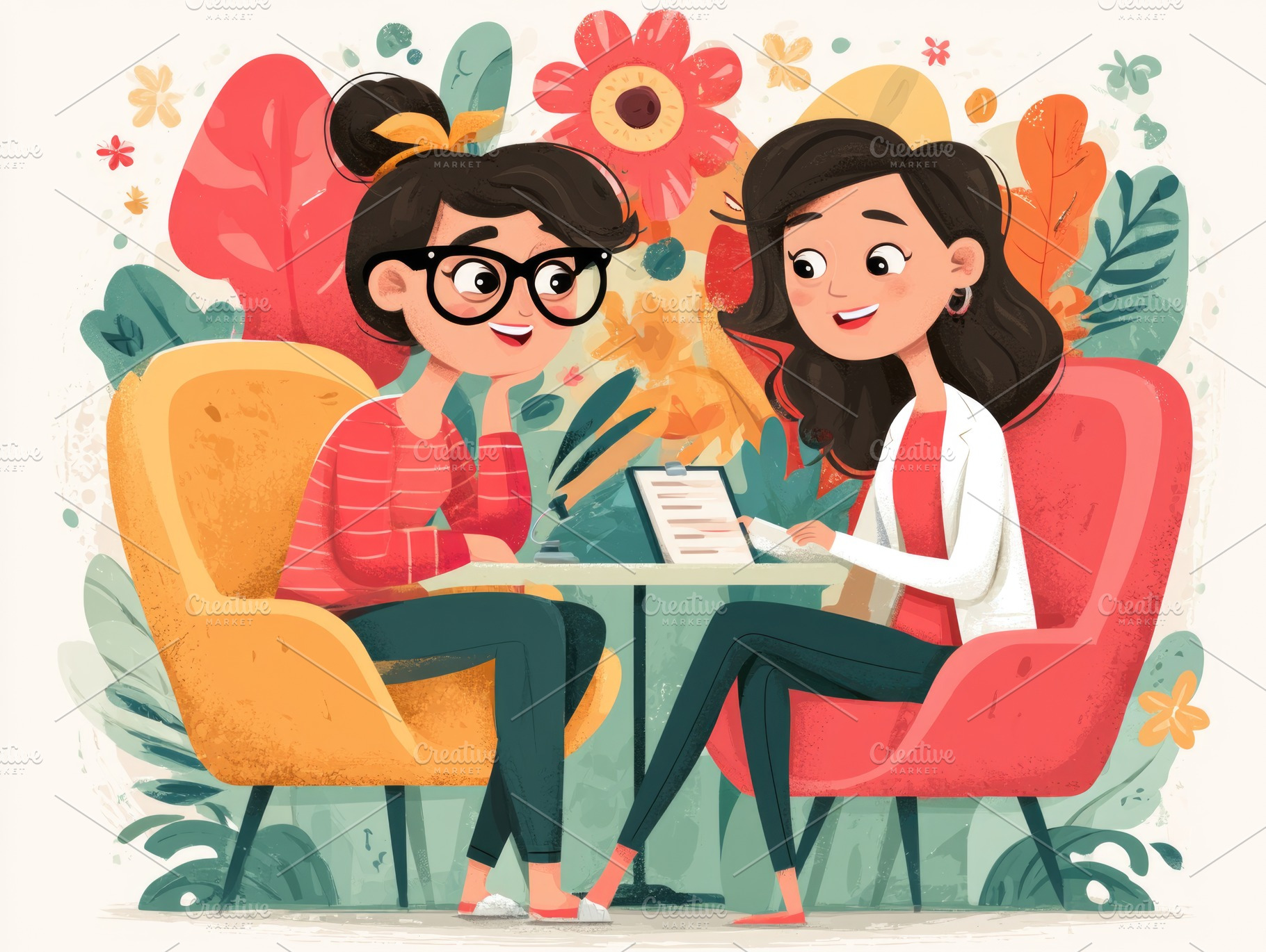 Female doctor consultation with smiling patient illustration, a Person Photo by José Manuel Gelpi