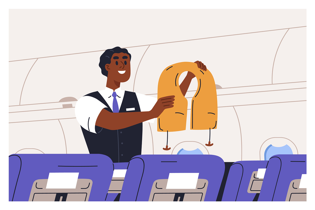 People travel by air in plane set, a Transportation Illustration by Good Studio (Photo 6 of 16)