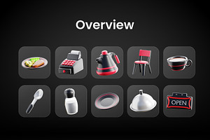 Food & Restaurant 3D Icon Set