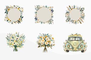 Watercolor Daisy Clipart PNG Files