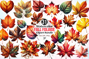 Watercolor Fall Foliage Clipart PNG, a Seasonal Illustration by Canvas Craft (Thumbnail 1 of 7)