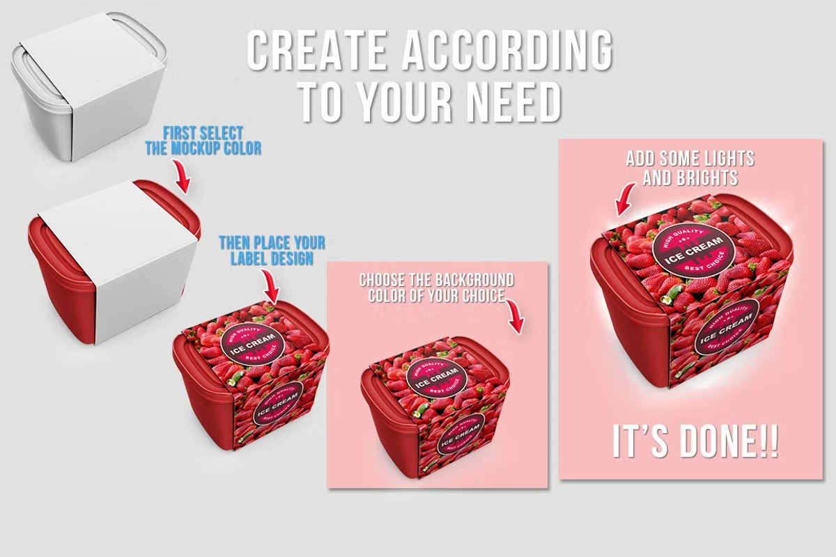 Ice Cream Container Mockup, a Cups & Container Mockup by Bruno's Shop (Photo 4 of 9)