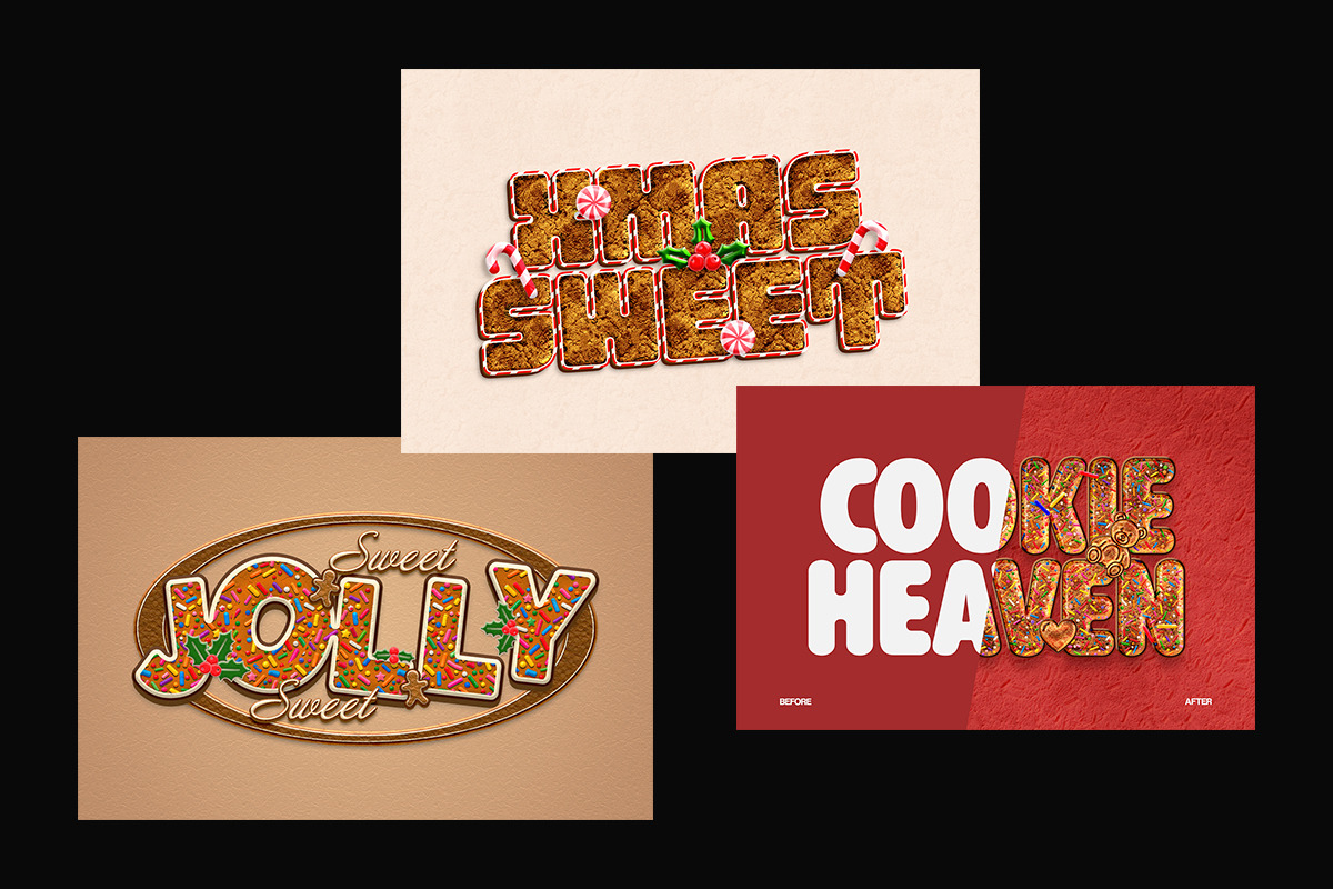 Christmas Cookie Text Effect, a Layer Style Add-On by Matsero (Photo 2 of 4)