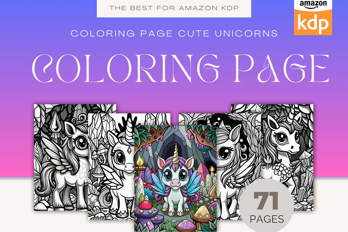 coloring page cute unicorns, an Illustration by Artify Nest LTD (Photo 1 of 3)