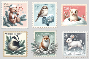 Winter Postage Stamps