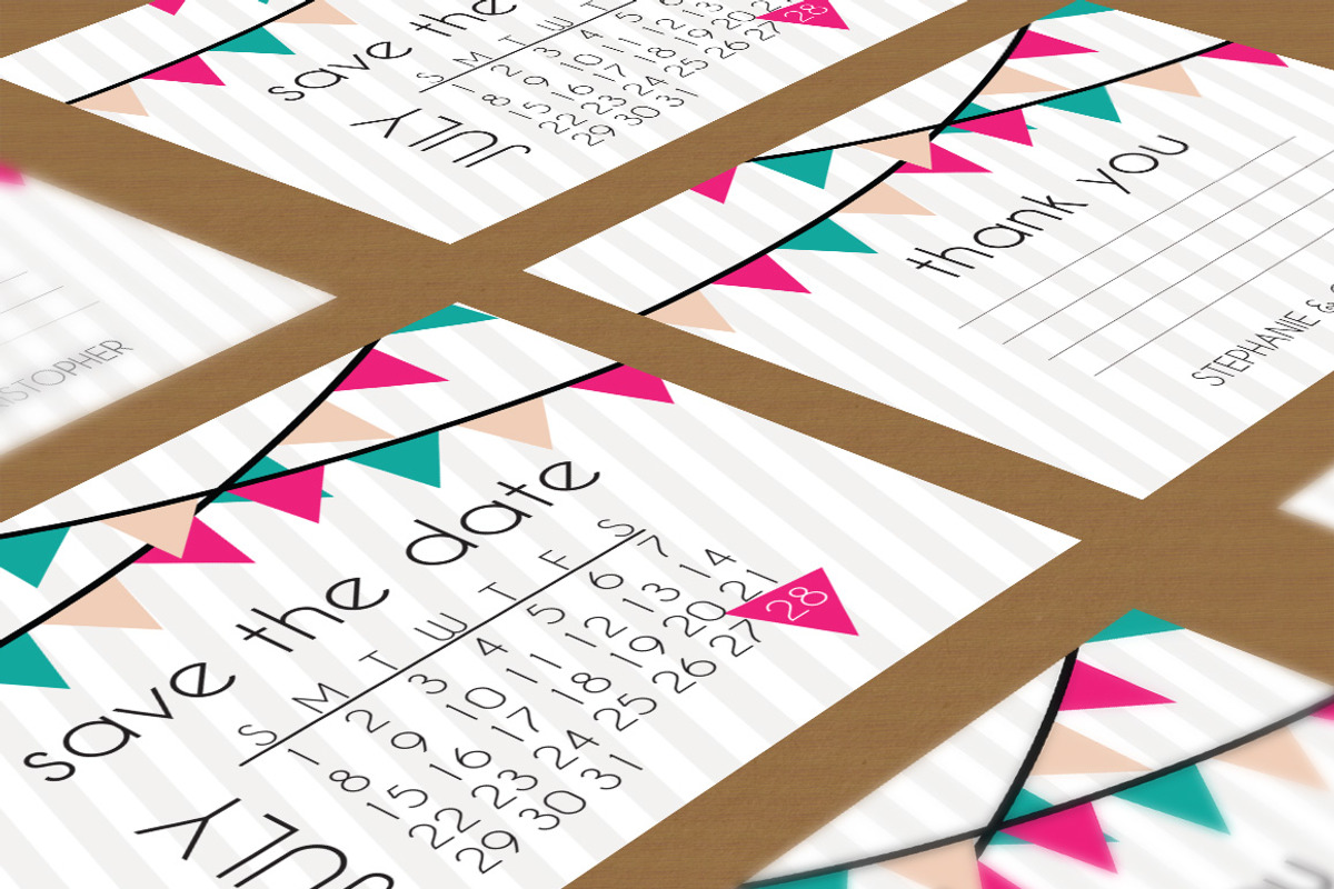 Party Flags Wedding Suite, an Invitation Template by Elegrad Design Agency (Photo 4 of 11)
