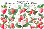 Strawberry Watercolor Clipart Set, an Illustration by Craft Nest (Thumbnail 1 of 11)