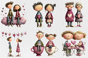 Quirky Valentine Day Couple Clipart, a Seasonal Illustration by Rose Art (Thumbnail 4 of 7)