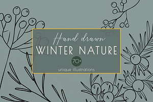 Winter line drawing collection