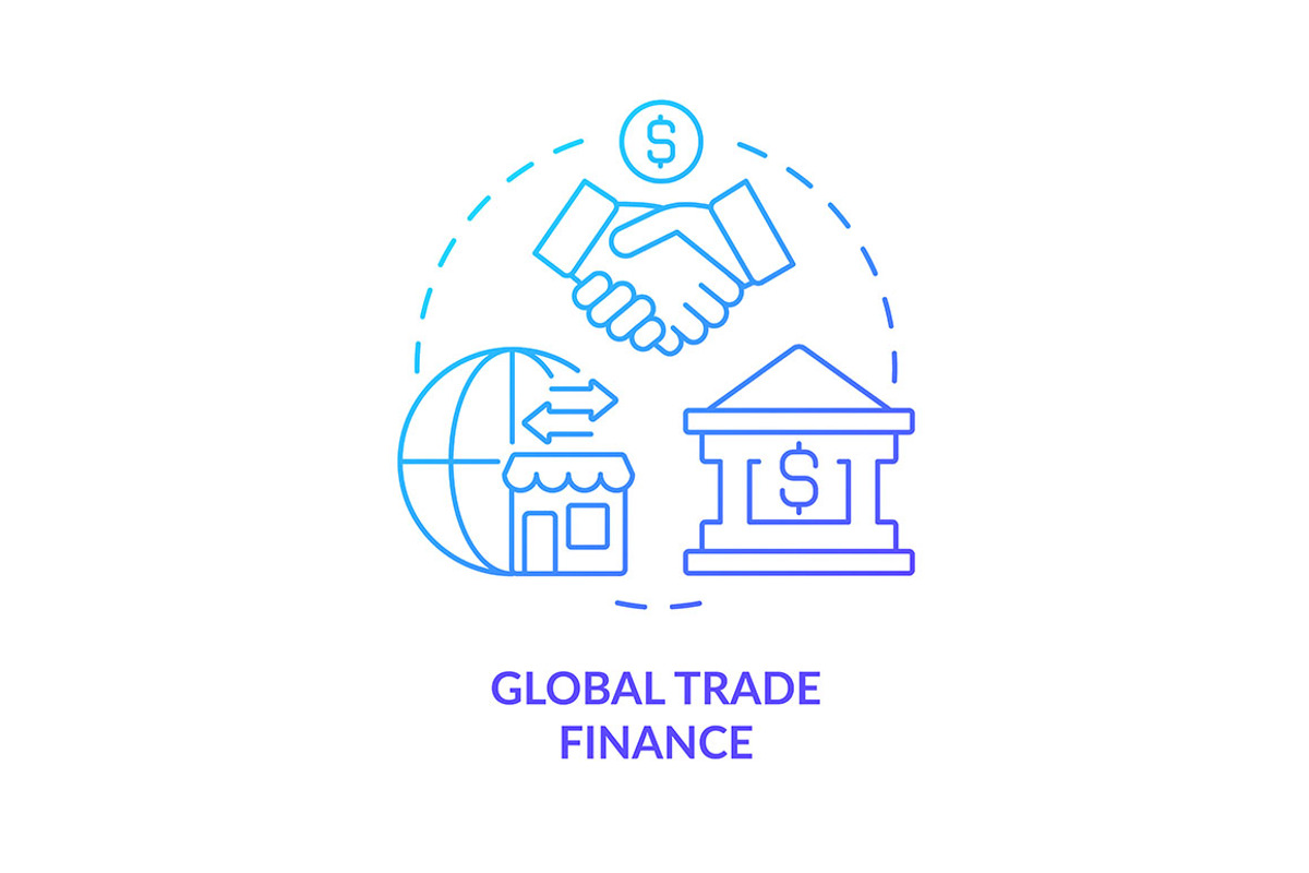 Global trade finance blue gradient, an Icon by IMG Visuals