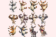 Funny Donkey Clipart PNG Bundle, a Graphic by M9 Design (Thumbnail 2 of 8)