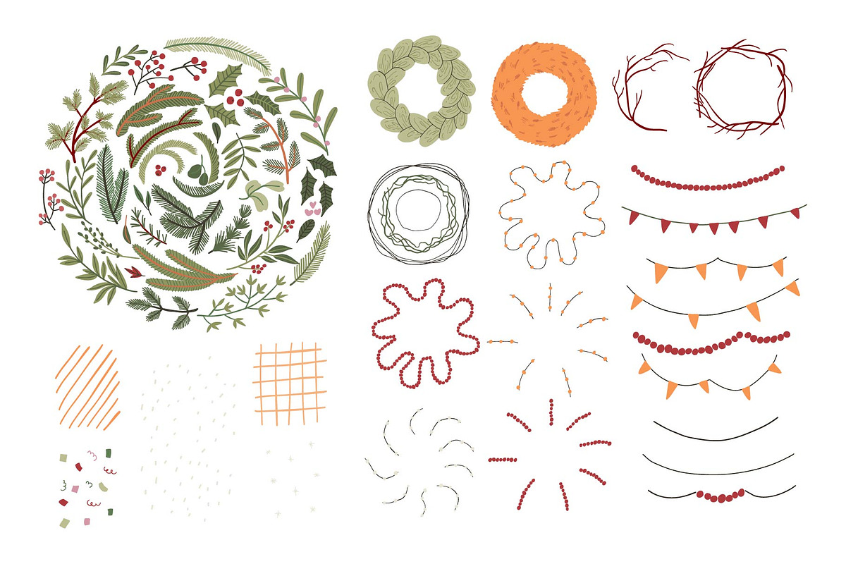 Christmas Wreath Creator, a Seasonal Illustration by Elliko shop (Photo 3 of 10)