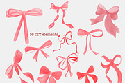 Whimsical Baby Pink Ribbon Clipart, a Decorative Illustration by Oleksandra Illustrates (Thumbnail 7 of 14)