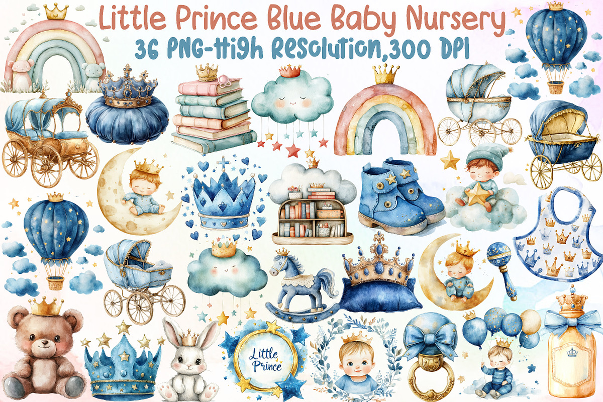 Little Prince Blue Baby Nursery Clip, an Illustration by Sublimation Artist (Photo 1 of 6)