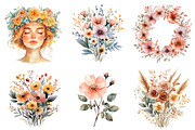 Boho Spring Floral Clipart PNG, an Illustration by SinaCreation (Thumbnail 4 of 5)