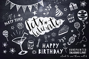 Chalkboard Birthday Party Clipart, an Illustration by DigitalCloud (Thumbnail 1 of 3)