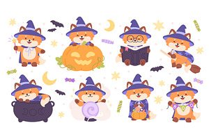 Witch fox. Funny halloween magic, an Illustration by LadadikArt