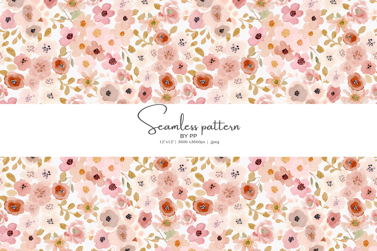 watercolor floral seamless pattern, a Pattern Graphic by Pink Studio Art (Photo 1 of 5)