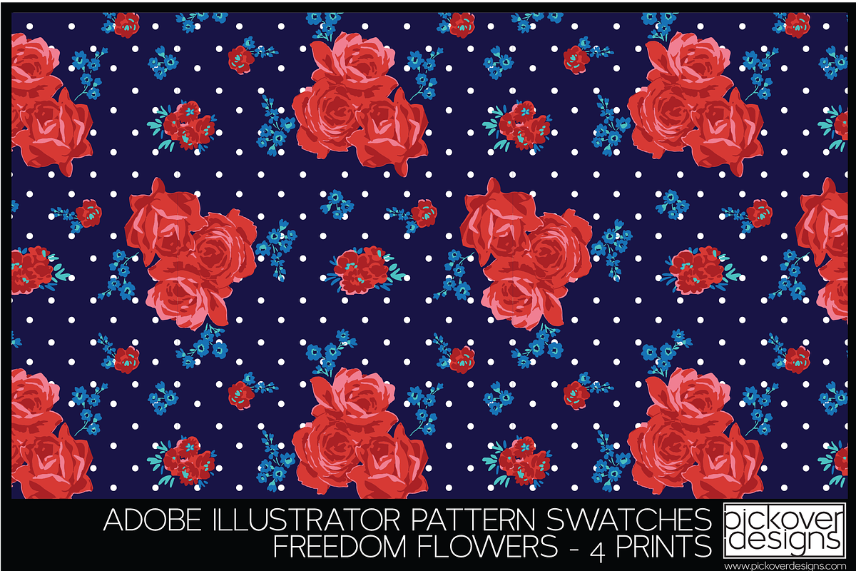 4 Freedom Flower Print Swatches, a Pattern Graphic by Pickover Designs (Photo 2 of 5)