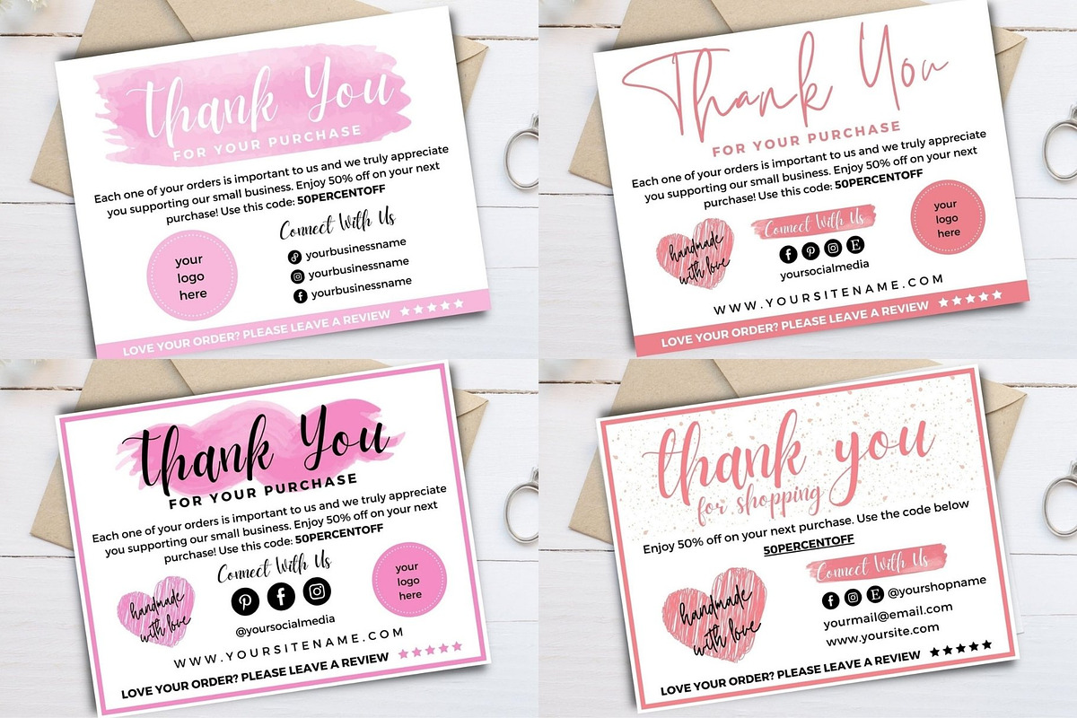 Thank You Card Templates Canva, a Card Template by bonadigitals (Photo 2 of 6)