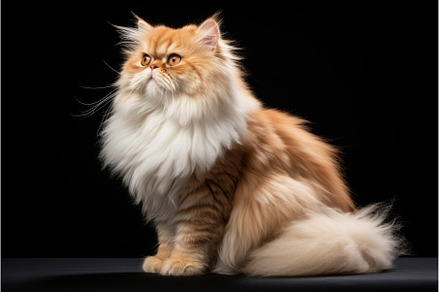 A fluffy cat sitting on a black, an Animal Photo by tilialucida
