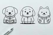 12 Cute Puppy Dog Wearing Jacket, an Animal Illustration by jongcreative (Thumbnail 2 of 7)