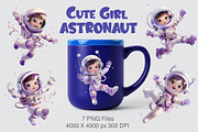 Cute girl astronaut. T-Shirt, PNG., a Person Illustration by KENO Mascots (Thumbnail 3 of 9)