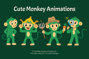 Animated Cute Monkey Vector Icons, an Emoji Icon by Creative Stall